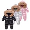 Россия Зимние детские комбинезоны для мальчика для мальчиков густой лыжный костюм девочка утка вниз для пиджака для малыша детское снежное пальто 0 3y