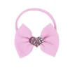 Baby Girls Nylon Headbands Heart Bow Hårband Solid Color Kids Toddler Alla hjärtans dag Elastiska Sequin Bowknot Headband Wkha33