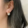 작은 심장 CZ 지르콘 드롭 귀걸이 여자를위한 귀여운 중공 기하학적 성명 귀걸이 기질 보석 2021