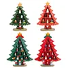 Juldekorationer DIY Trä träd Creative Advent Scene Layout Ornaments röd och grön xmas skrivbord dekoration