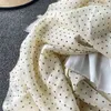 Vintage Ruffles Zarif Elbise Kadınlar Için Yaz Kadın Mizaç Uzun Boho Baskı Elbise Şifon Polka Dot Cake Maxi 210420