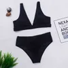 High Waist Bikini Swimwear Female Wide Band Strapes Plunge Top Bandage Biquini Bathing Suit Women Push Up Swimsuit Summer 210520