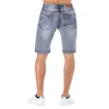 Mäns Denim Shorts Slitna Sommarbyxor Hål Distressed Bermuda Man Stretch Knee Längd Vintage Korta Jeans Män 210806