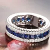 Anillo redondo de Plata de Ley 925 con espinela azul de circón transparente, anillo antiguo Vintage para mujer, joyería fina FCGJHW3992162