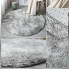 Arc-en-ciel coloré doux moelleux tapis fille ronde tapis poilu pour chambre décoration tapis shaggy chevet tapis princesse Style 210917
