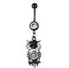 D0757A Dream Belly Navel Button Ring Silver-Black 14GA 10MM