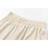 [EAM] High Elastic Waist Beige Pleated Wide Leg Casual Trousers Loose Fit Pants Women Fashion Spring Autumn 1DD7267 21512