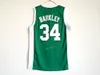 Męskie Leeds High School # 34 Charles Barkley Jersey Zielony Szyte College Koszykówka Jersey Szybki rozmiar S-XXL