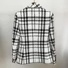 HIGH STREET est Designer Blazer Jacket Chaqueta de mujer con cuello chal Botones de león de doble botonadura Plaid Tweed 210930