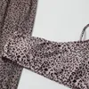 ملابس السباحة للسيدات H9ed Women 3pcs بيكيني مجموعة Leopard One Houtter Bandeau Tube Top Triangle Swimsuit مع تنورة تستر على البستات