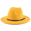 Chapéus de aba larga Mulheres do Panamá sentiram chapéu de jazz Outback Men Cowboy Wool Fedora Winter Cap Gambler Trend Gambler Whole266k