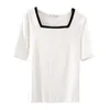 Korte Mouw Solid Katoen Vrouw T-shirts Zomer Casual Square Collar T-shirt Dames Plus Size Losse T-shirt Tops13312 van Dames 210512