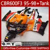 Carrozzeria + serbatoio per HONDA CBR 600 F3 CC 95-98 Corpo 64No.29 CBR 600FS 600F3 CBR600 FS CBR600F3 95 96 97 98 CBR600-F3 600CC CBR600FS 1995 1996 1997 1998 Carenatura Repsol arancione