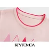 KPytomoa mulheres moda com guarnição com nervuras colhido colete de malha camisola vintage o pescoço sem mangas feminina cintura chique tops 210819