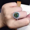 Diwenfu real 14k rosa jóias de ouro esmeralda anéis para mulheres boémia bandas de casamento anillos de matrimonio pareija en oro 14 k 211217