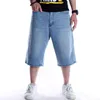 Jean Short Men 3/4 Długość Spodnie Mężczyzna Prosto Plus Rozmiar Lato Luźne Bryczesy Vintage Hip Hop Streetwear Spodnie Dżinsowe Spodenki 211108