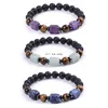 Square Cube Amethyst Agate Tiger Eye Natural Stone Bead Strand Armband Lava Volkaniska armband Kvinnor Män modesmycken Will och Sandy