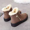짧은 부츠 여성 신발 겨울 봉제 따뜻한 둥근 머리 첼시 부츠 여성 미끄럼 방지 플랫 바닥 마더 신발 발목 부츠 Y1018