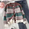 Korobov vrouwen trui preppy stijl o nek lange mouw Suiner mujer Koreaanse hit kleur vrouwelijke vintage single breasted sweaters 210430