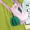 Keychains Natural Real Keychain Soft Little Watermelon Pendant Women Bag Charm Leather Strap Car Key Metal Ring Accessories SMAL22