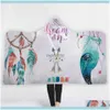 Textiel Tuin Kinderatters Dreamcatcher Deken Sherpa Fleece Home Warm American USA Native Dream Catcher Printed Hooded Draag Draagbaar