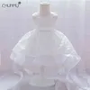 Infant Baby Girls Flower Dresses Christening Gowns Newborn Baby Baptism Clothes Princess Lace Trailing 1st Year Birthday Dress G1129