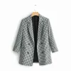 Vrouwen Plaid Elegant Blaze Mode Lange Mouw Spring-Herfst Uitloper Blazers Office Lady Casual Jassen Chaqueta Mujer 210421