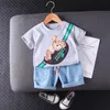 Zestawy ubrań dla niemowląt letnia odzież dziecięca chłopcy dziewczęta dorywczo bawełniana koszulka + kombinezony 2pcOutfit kostium dla malucha odzież dla dzieci
