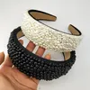 Elegant Women Pearl Hoop Luxury Pure Color Accessories width Hair Jewelry Wedding Birthday Party Headband
