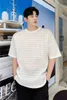 IEFB Summer Ice Silk Tee For Men Fashion Personality Design Hollow Out Loose Short Sleeve T-shirt White Black Tops 9Y7383 210524