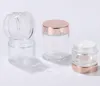 Pot de crème en verre dépoli Bouteille cosmétique transparente pour baume à lèvres avec couvercle en or rose 5g 10g 15g 20g 30g 50g 100g SN3335