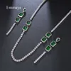 Emmaya New Arrival Classical Design Round and Green Cubic Cyrkon Naszyjnik Długi Kolczyk Moda Zestaw Biżuterii Kobiety Wedding Party H1022