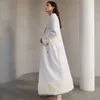 Deuxtwinstyle Tweed manteau blanc pour femmes col en V à manches longues double boutonnage tempérament manteaux femme hiver à la mode 210517