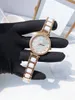 Mode nacre cadran conception bracelet en céramique blanche montre pour femmes horloge à quartz argent en acier inoxydable céramique montre-bracelet 33mm
