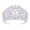 Bling Crystal Tiaras Gold Color Rhinestone Pageant Crowns Baroque Headbands for Women Desinger Wedding Hair Accessories FORSEVEN X0625