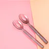 Disposable Service Set Plast Porslin Kniv Forks Spoon Bestick Party Födelsedag Middag Cake Dessert Bröllopsplattor WLL764