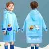 Bambini ragazza / ragazzo cappotto pioggia carino cartone animato cartoon stampato vestiti rosa / blu / giallo impermeabile impermeabile tuta con cappuccio pioggia con cappuccio 211204