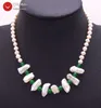 Collana di perle naturali Qingmos per donna con 6-7mm rotondi 12-15mm Biwa 6mm gioielli di giada verde 17 '' girocolli Nec6128