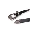 Gürtel Frauen Schwarz Leder Western Cowgirl Taillengürtel Metallschnalle Bund für Luxusdesigner Marke BL515