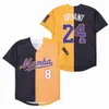 Man 1978-2020 Mamba Legends 8 24 Bryant Baseball Jerseys Zwart Wit Geel Blauw Paars Spleet Alternate Shirts