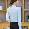 Femmes Chemises en coton Femme Chemise blanche Chemise à manches longues Blouse Office Lady Business Rose Plus Taille Blouses de travail Top 210427
