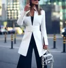 Costumes féminins blazers veste mode long costume casual automne simple collier de stand-up femelle blazer blanc élégant bureau femme manteau noire yel