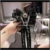 Neck Fashion Aessories Drop Delivery 2021 Ladies Pearl Crystal Luxury Bow Tie Pin Formal Dress White Shirt Embellished Ties Black Lace Ribbon