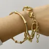 2Pcs/Lot Punk Miami Link Chain Curb Cuban Thick Bracelets Bangles Carved Coin Pendant Gold Color Chunky Bamboo Bracelet Jewelry