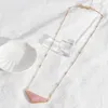 Collana corta con pietre naturali triangolari, collana con pendente in quarzo rosa rosa blu semplice con lapislazzuli turchese bianco