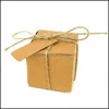 Presentevenemang festligt parti levererar hem garggift wrap vintage kraft papper godis kartong förpackning snack box diy med rep bröllop socker su