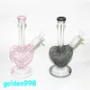 Pipas de agua de vidrio forma de corazón tubería de humo plataformas de aceite de bonificación Hookah Dab Lig.