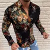 플러스 사이즈 3XL Men's Bluse 빈티지 셔츠 긴 소매 가을 Hawaiian Chemisier 스키니 피트 다양한 패턴 남자 옷 카디건 블라우스