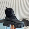 2021 Women Rois Martin Boots Wojskowe buty bojowe nylonowa torebka przymocowana do kostki z kostkami z paskiem BUT BLACK MATTE PATENT Buty skórzane buty