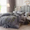 Set di biancheria da letto Stile cinese Asciugamano di bambù Ricamo Inverno Velluto Flanella Tessili per la casa Lenzuolo in pile Set Copripiumino Federe